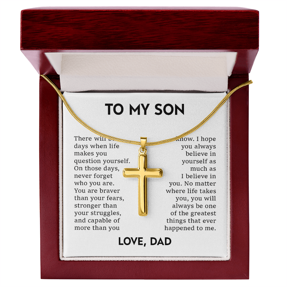 To My Son – Braver Than Your Fears Cross Necklace
