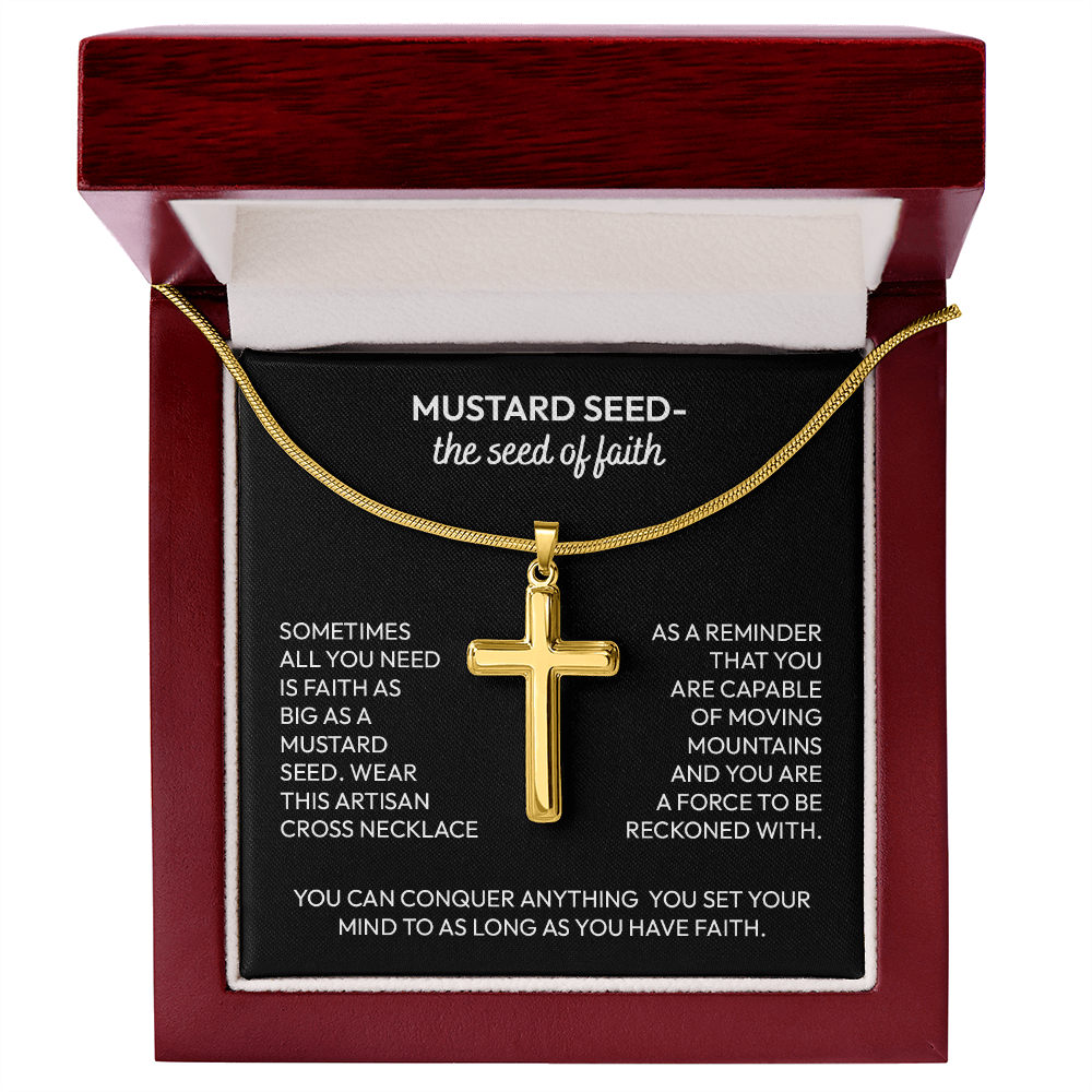 Mustard Seed Faith Artisan Cross Necklace – Inspirational Christian Gift