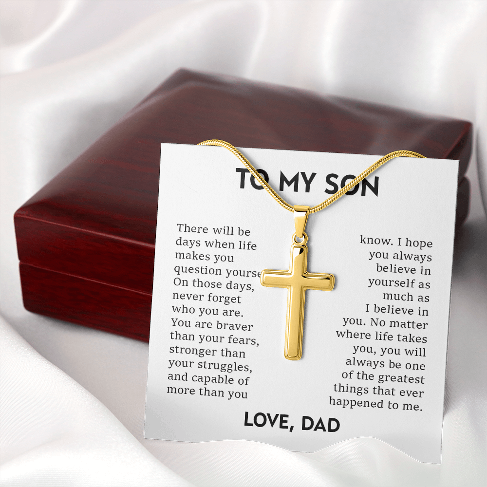 To My Son – Braver Than Your Fears Cross Necklace