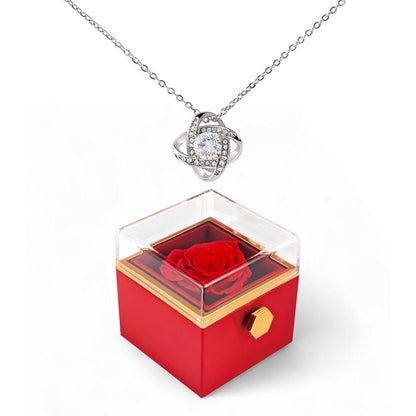 Rotating Love Knot Necklace in Rose Box – Romantic Gift for Her
