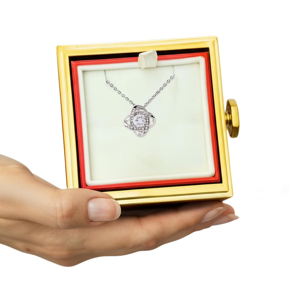 Rotating Love Knot Necklace in Rose Box – Romantic Gift for Her