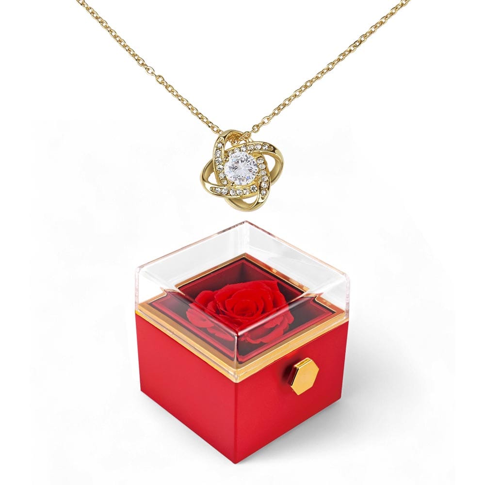 Rotating Love Knot Necklace in Rose Box – Romantic Gift for Her