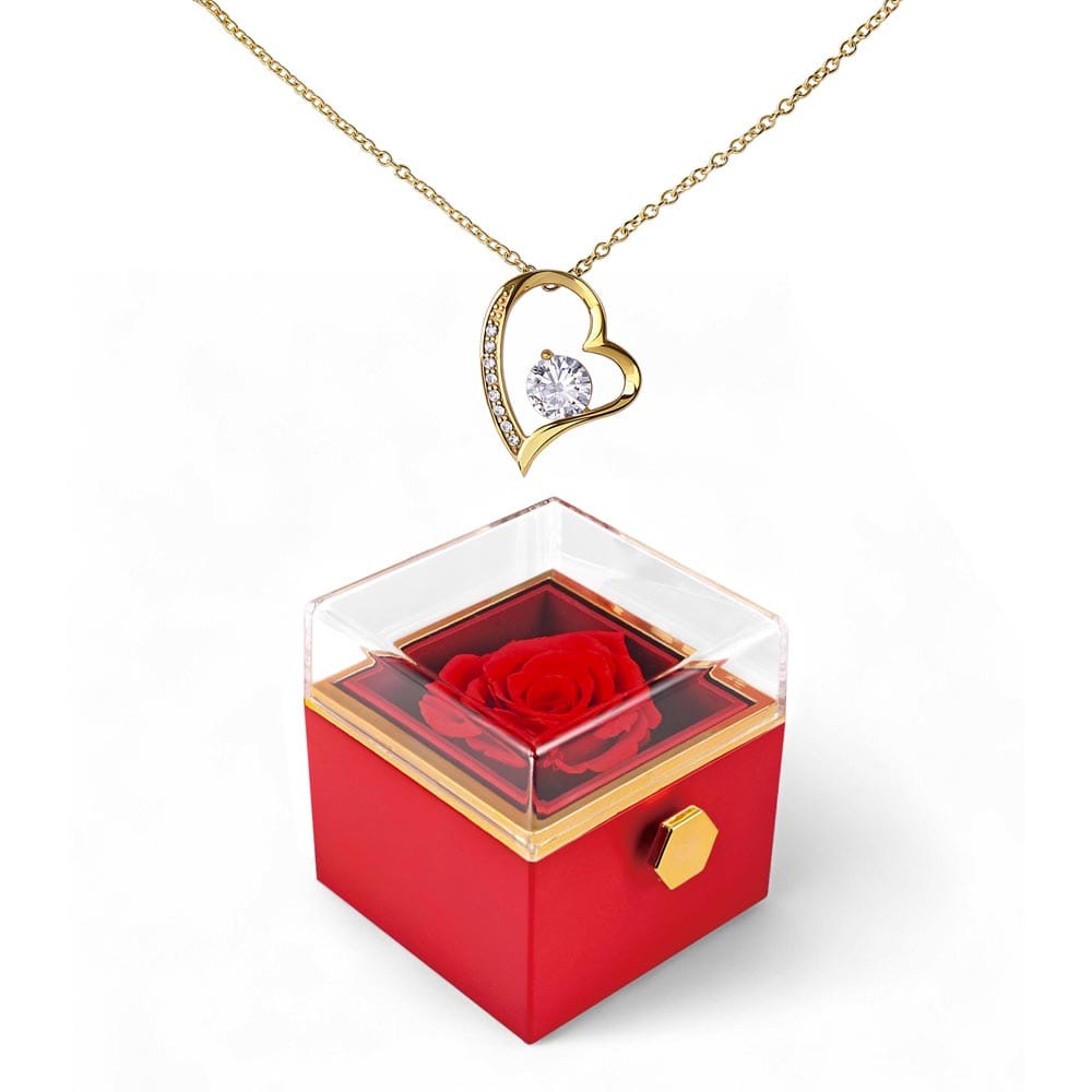 Rotating Forever Love Necklace in Rose Box – Romantic Gift for Her