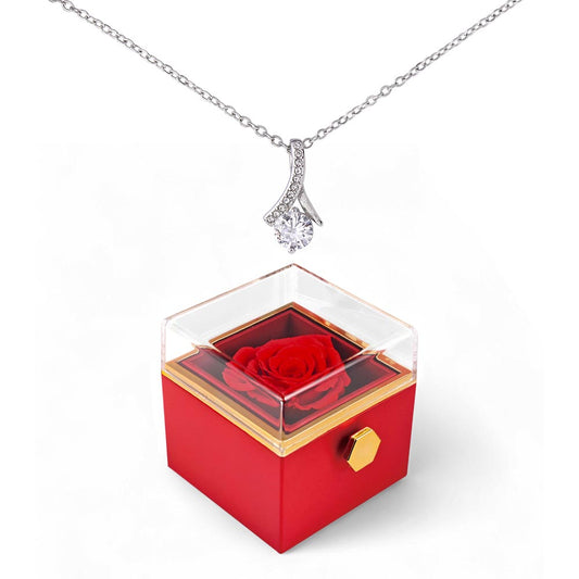 Rotating Alluring Beauty Necklace in Rose Box – Romantic Gift for Her