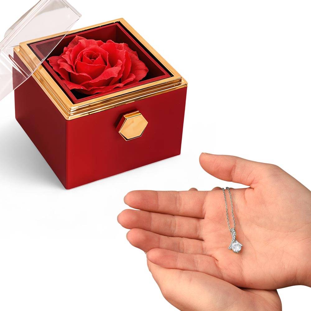 Rotating Alluring Beauty Necklace in Rose Box – Romantic Gift for Her