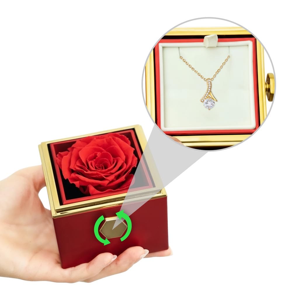 Rotating Alluring Beauty Necklace in Rose Box – Romantic Gift for Her