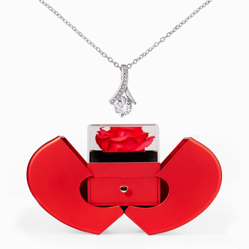 Alluring Beauty Necklace in Red Rose Box – Romantic Gift for Her