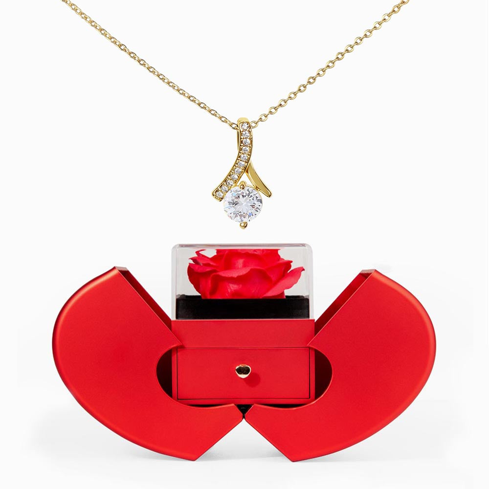Alluring Beauty Necklace in Red Rose Box – Romantic Gift for Her