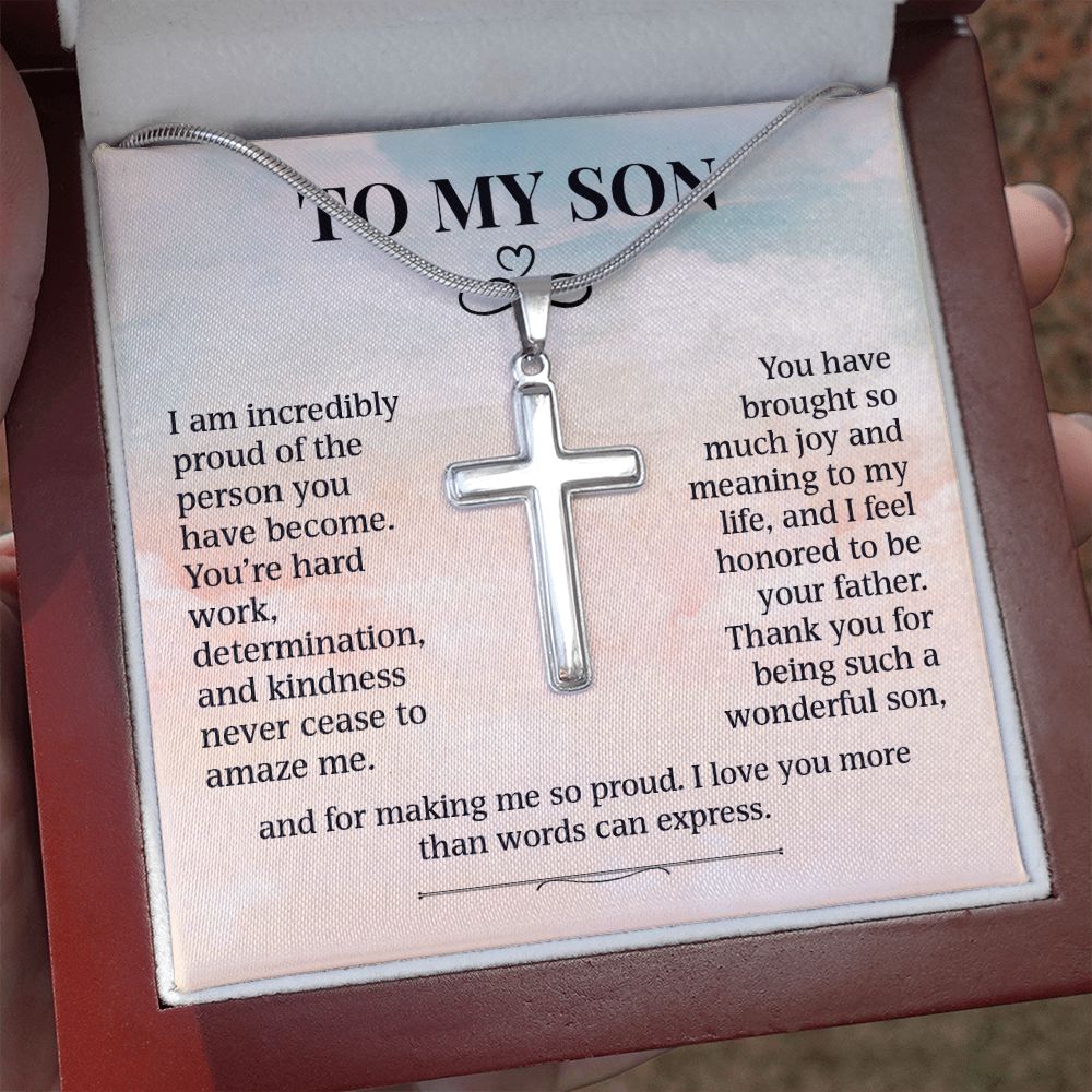 To My Son - Proud Of The Person You Have Become ( Cross Necklace)