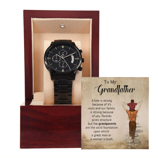 To My Grandfather Black Chronograph Watch