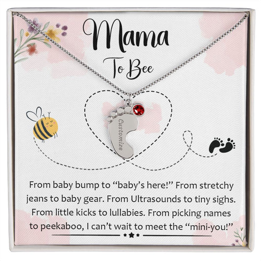 Mama To Bee - "Baby's Here" (Custom Necklace With Birth Stone)