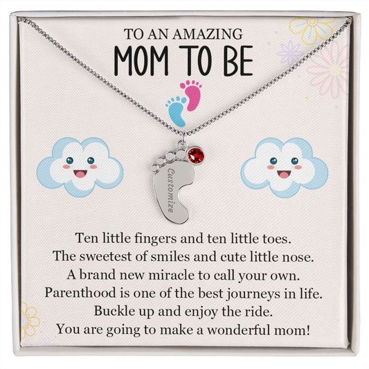 To An Amazing Mom To Be - A Brand New Miracle (Custom Name Necklace W/ Birthstone)
