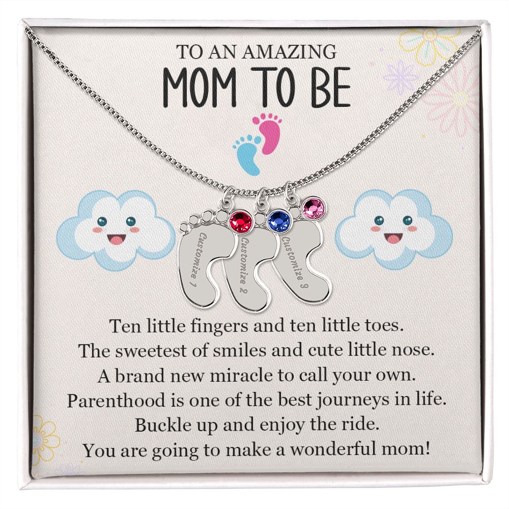 To An Amazing Mom To Be - A Brand New Miracle (Custom Name Necklace W/ Birthstone)