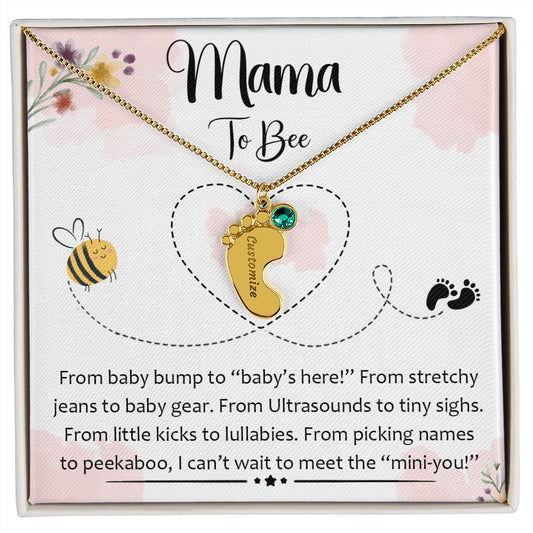 Mama To Bee - "Baby's Here" (Custom Necklace With Birth Stone)