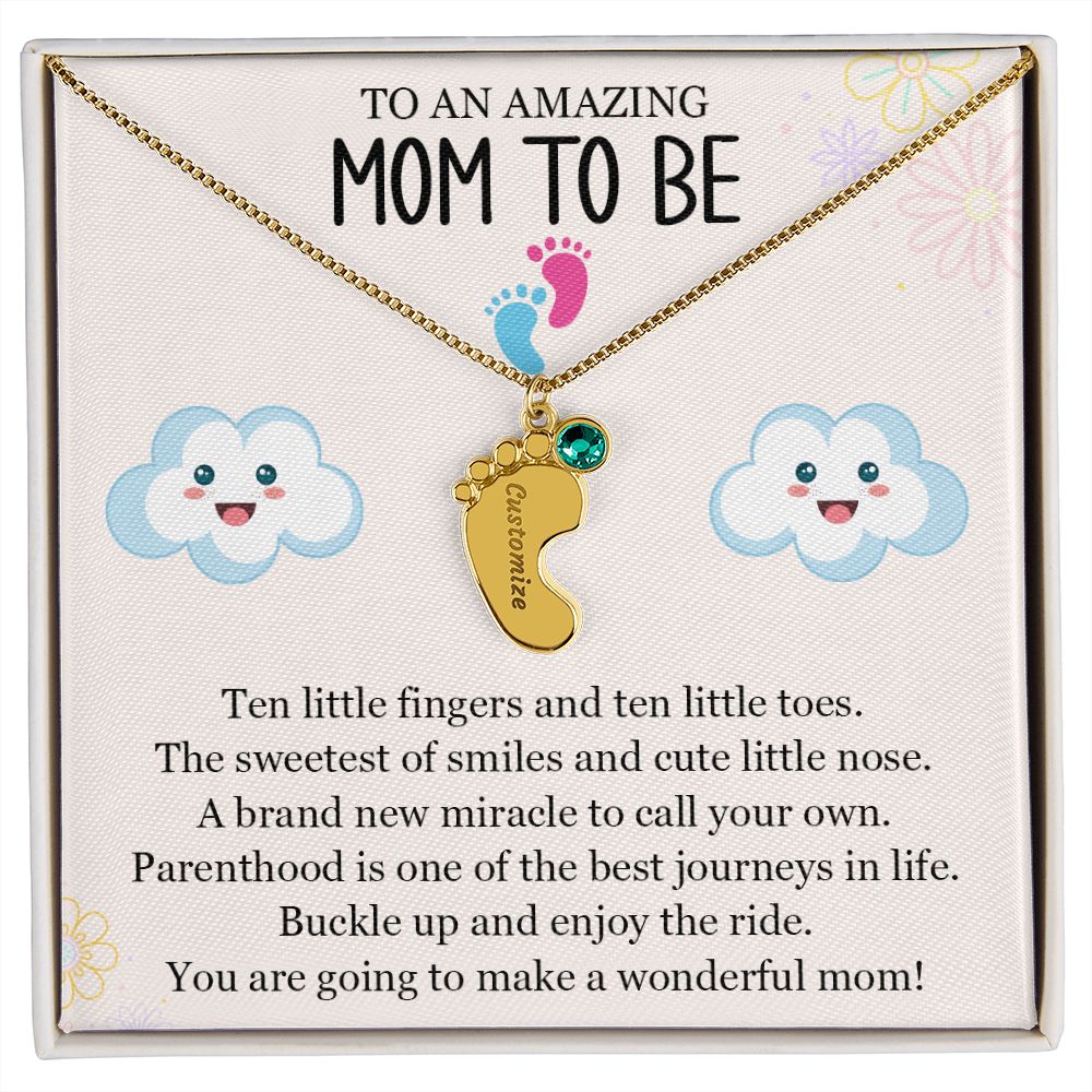 To An Amazing Mom To Be - A Brand New Miracle (Custom Name Necklace W/ Birthstone)