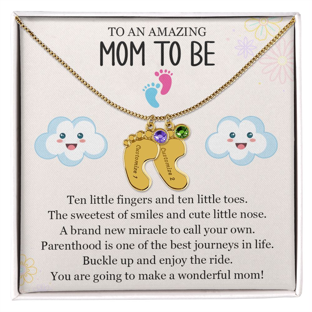 To An Amazing Mom To Be - A Brand New Miracle (Custom Name Necklace W/ Birthstone)