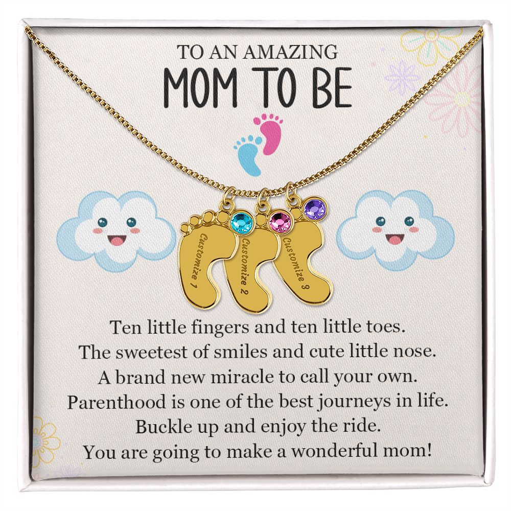 To An Amazing Mom To Be - A Brand New Miracle (Custom Name Necklace W/ Birthstone)