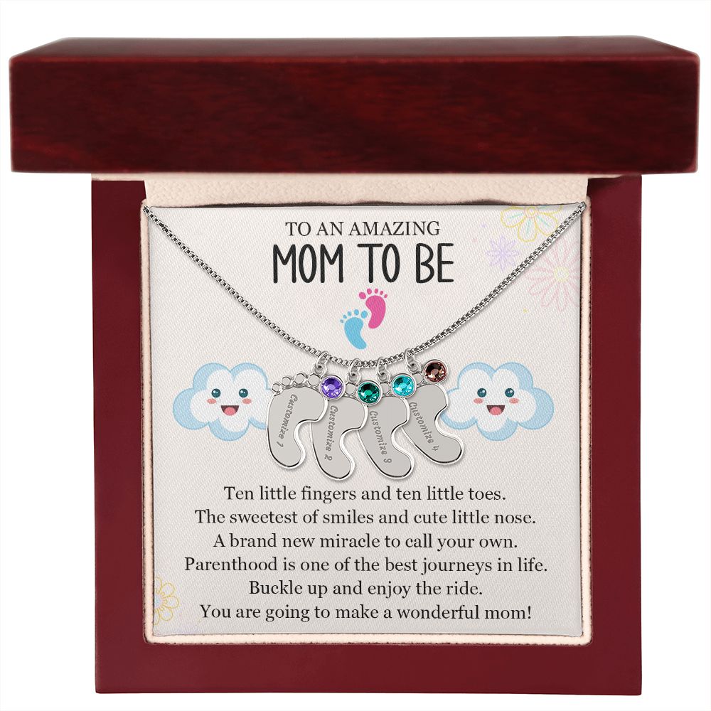 To An Amazing Mom To Be - A Brand New Miracle (Custom Name Necklace W/ Birthstone)