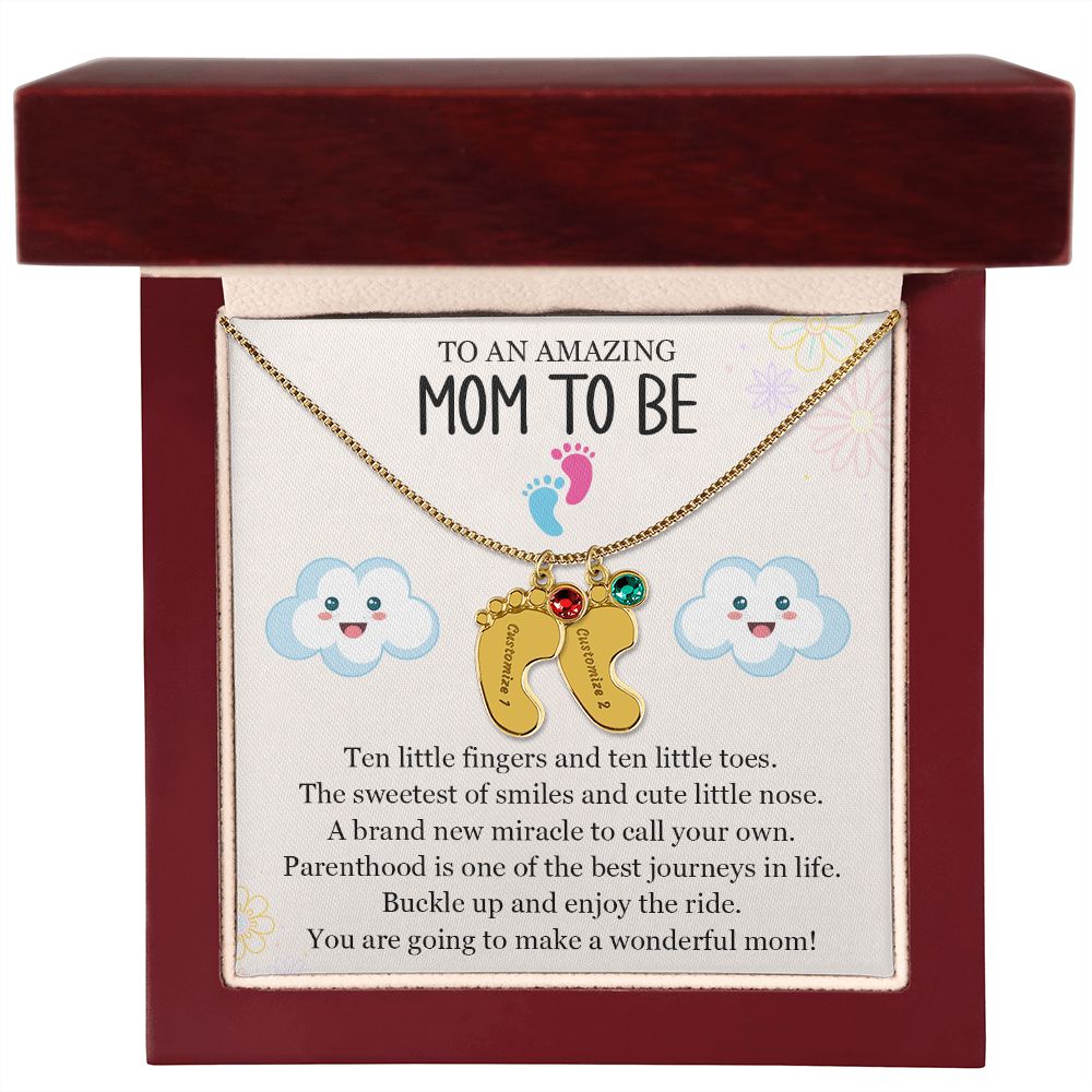 To An Amazing Mom To Be - A Brand New Miracle (Custom Name Necklace W/ Birthstone)