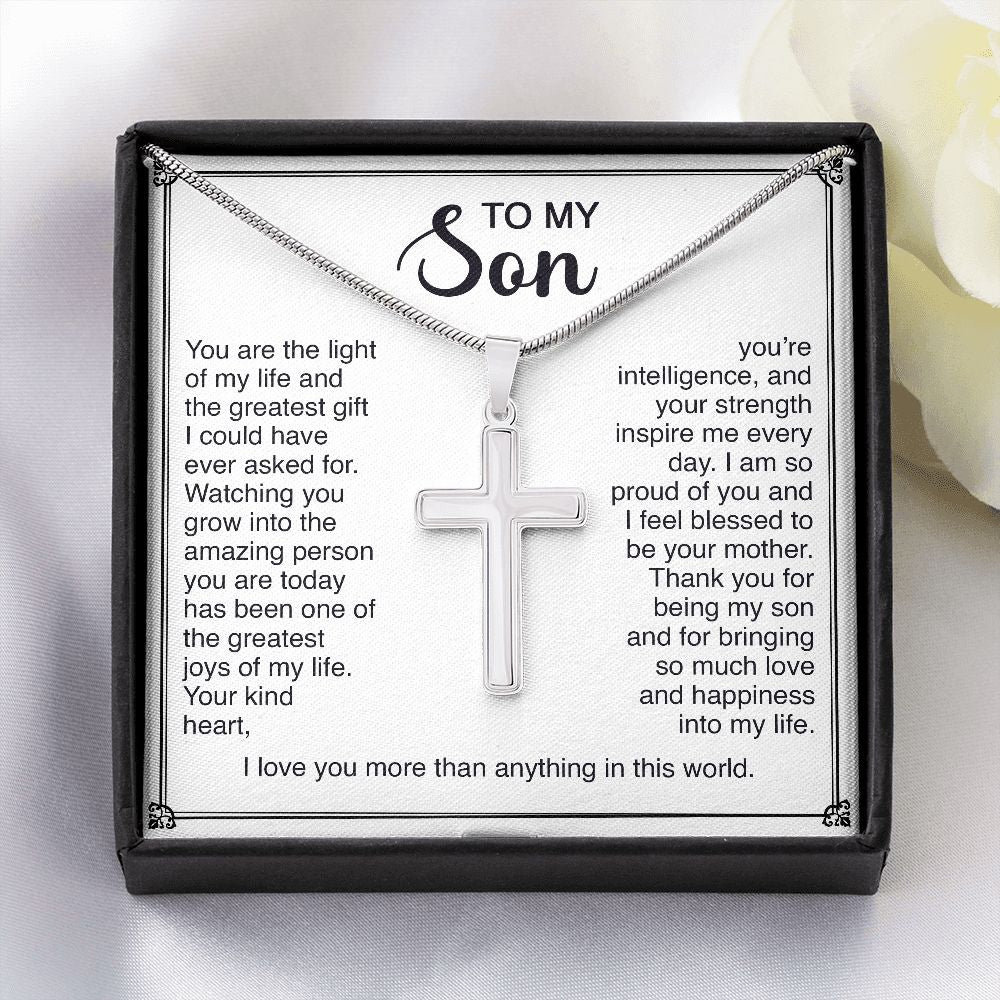 To My Son You Are The Light Of My Life Cross Necklace