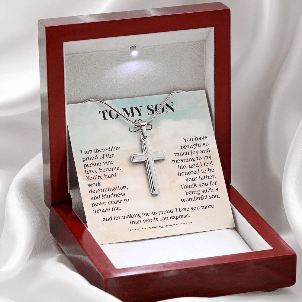 To My Son - Proud Of The Person You Have Become ( Cross Necklace)