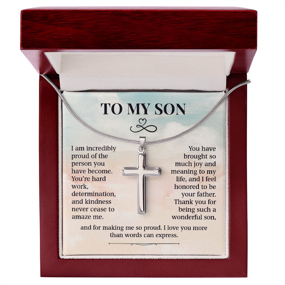To My Son - Proud Of The Person You Have Become ( Cross Necklace)